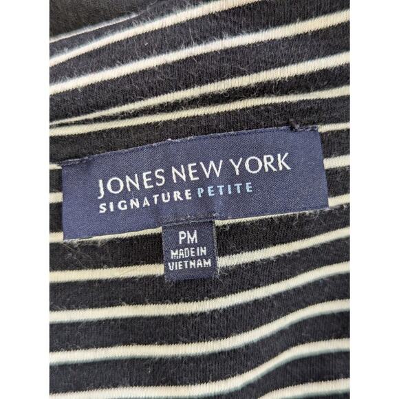 JONES NEW YORK SIG PETITE! BLACK, WHITE ZIPPER FRONT, SWEATSHIRT JACKET! SZ PM - Picture 6 of 9